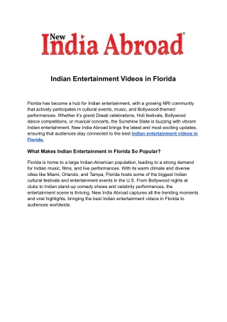 Indian Entertainment Videos in Florida