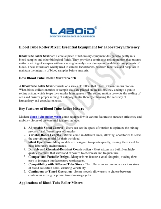 Blood Tube Roller Mixer