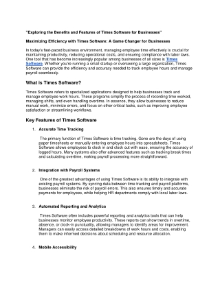 Exploring the Benefits and Features of Times Software for Businesses