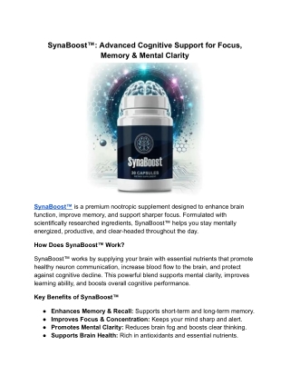 SynaBoost™_ Advanced Cognitive Support for Focus, Memory & Mental Clarity