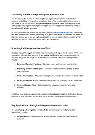 The Growing Adoption of Surgical Navigation Systems in India