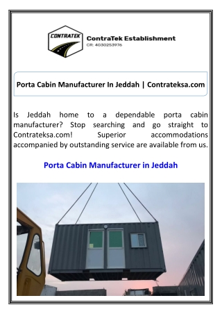 Porta Cabin Manufacturer In Jeddah Contrateksa.com