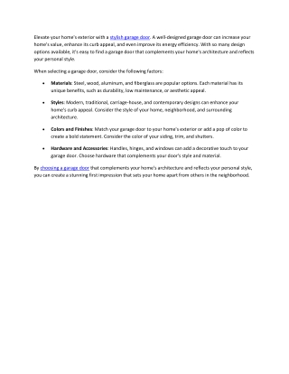 Boost Your Home's Curb Appeal with Garage Door Design