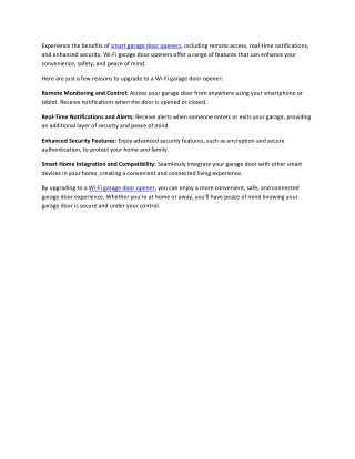 Upgrade to Wi-Fi Garage Door Openers for Convenience and Safety