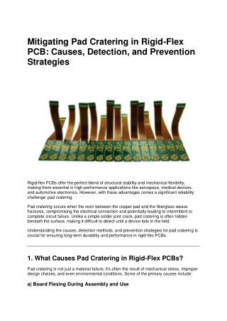 4 Mitigating Pad Cratering in Rigid-Flex PCB Causes, Detection, and Prevention Strategies