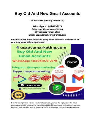 Buy Old And New Gmail Accounts