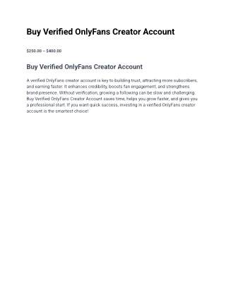 Buy Verified OnlyFans Creator Account