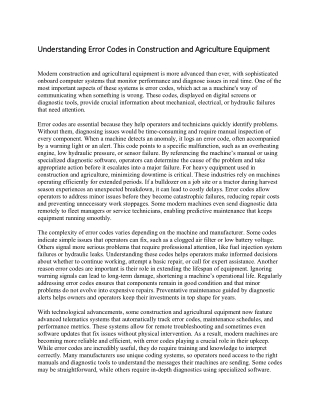 Understanding Error Codes in Construction and Agriculture Equipment