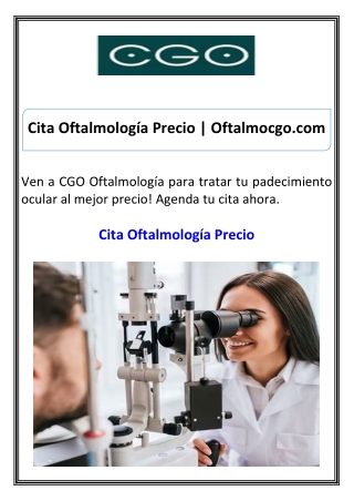 Cita Oftalmología Precio Oftalmocgo.com