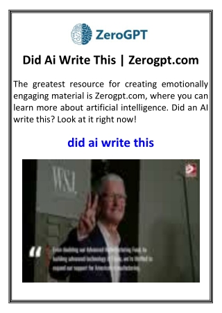 Did Ai Write This  Zerogpt.com