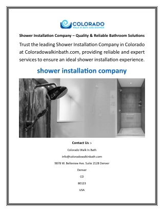 Shower Installation Company – Quality & Reliable Bathroom Solutions