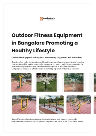 Outdoor Fitness Equipment in Bangalore