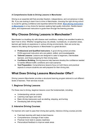 Best driving instructors in Manchester