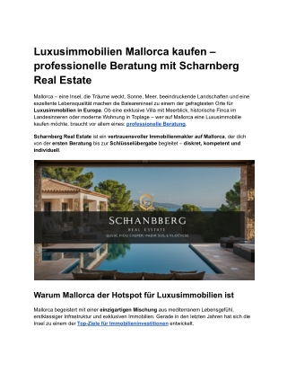 Luxusimmobilien Mallorca kaufen – professionelle Beratung mit Scharnberg Real Estate