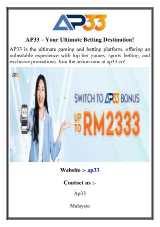 AP33 – Your Ultimate Betting Destination!