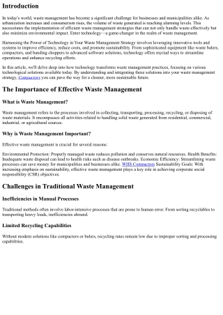 “Harnessing the Power of Technology in Your Waste Management Strategy”
