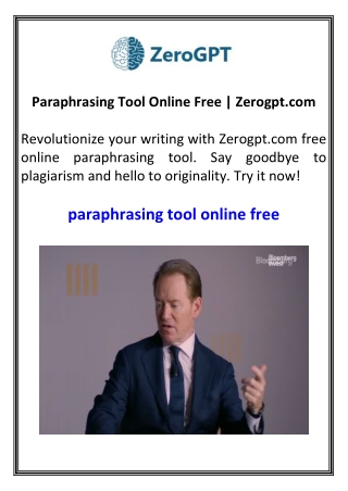 Paraphrasing Tool Online Free Zerogpt.com
