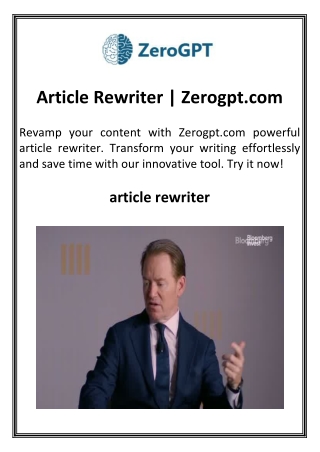Article Rewriter  Zerogpt.com