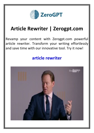 Article Rewriter  Zerogpt.com