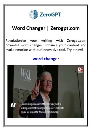 Word Changer Zerogpt.com