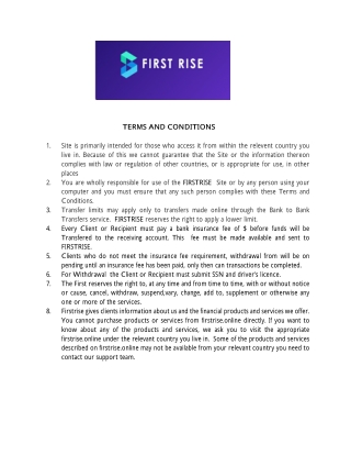 TERMS FOR WITHDRAWAL