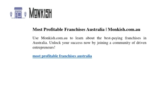 Most Profitable Franchises Australia Monkish.com.au