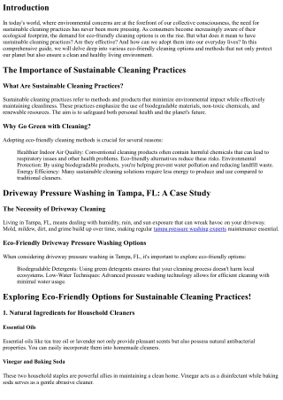 Exploring Eco-Friendly Options for Sustainable Cleaning Practices!