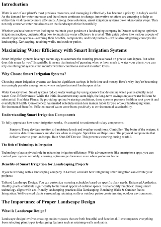 Maximizing Water Efficiency with Smart Irrigation Systems