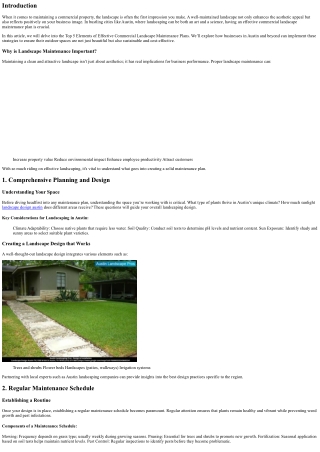 “Top 5 Elements of Effective Commercial Landscape Maintenance Plans”