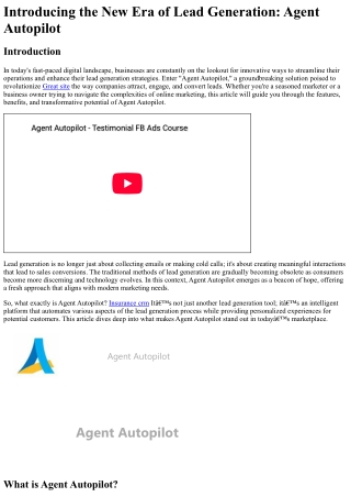 Introducing the New Era of Lead Generation Agent Autopilot