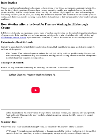 How Weather Affects the Need for Pressure Washing in Hillsborough County