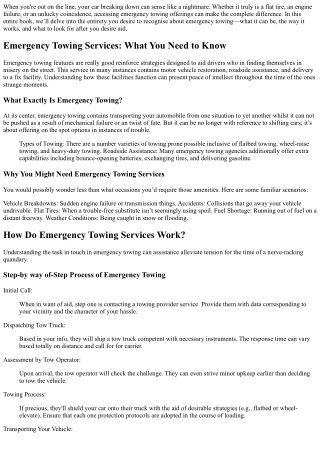 Emergency Towing Services: The Ultimate Guide for Drivers