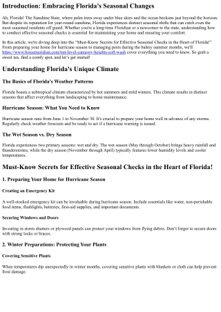 Must-Know Secrets for Effective Seasonal Checks in the Heart of Florida!