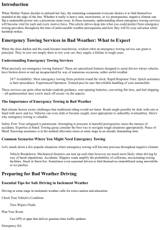 Emergency Towing Services in Bad Weather: What to Expect