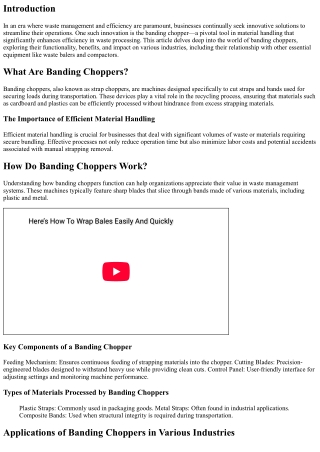 Banding Choppers Explained: Enhancing Efficiency in Material Handling
