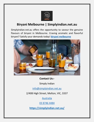 Biryani Melbourne | Simplyindian.net.au