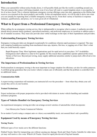 What to Expect from a Professional Emergency Towing Service