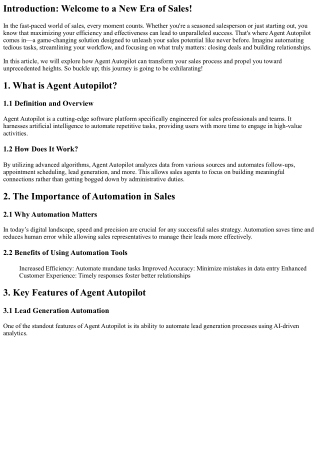 Unleash Your Sales Potential with Agent Autopilot