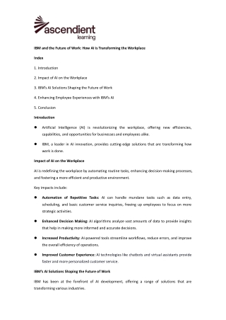 IBM and the Future of Work How AI is Transforming the Workplace