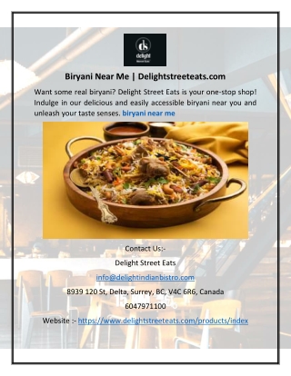 Biryani Near Me | Delightstreeteats.com