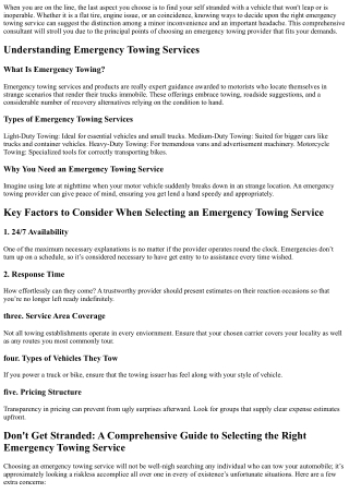 Don't Get Stranded: A Comprehensive Guide to Selecting the Right Emergency Towin
