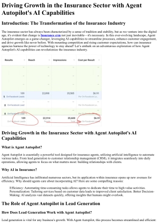 Driving Growth in the Insurance Sector with Agent Autopilot_s AI Capabilities