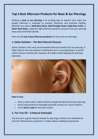 Top 5 Best Aftercare Products for Nose & Ear Piercings
