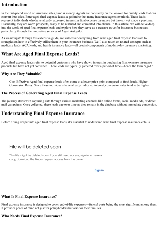 Aged Final Expense Leads The Treasure Trove for Insurance Businesses by Agent Au