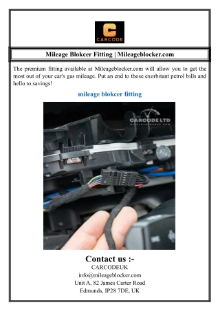 Mileage Blokcer Fitting | Mileageblocker.com