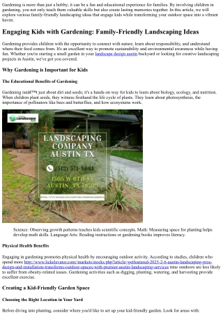 “Engaging Kids with Gardening: Family-Friendly Landscaping Ideas”