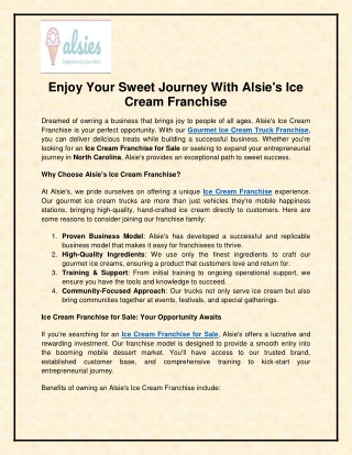 Enjoy Your Sweet Journey With Alsie's Ice Cream Franchise