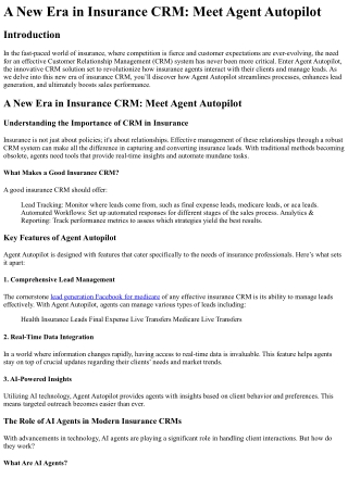 A New Era in Insurance CRM Meet Agent Autopilot