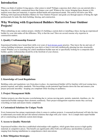 Why Working with Experienced Builders Matters for Your Outdoor Projects!