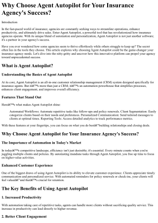 Why Choose Agent Autopilot for Your Insurance Agency_s Success